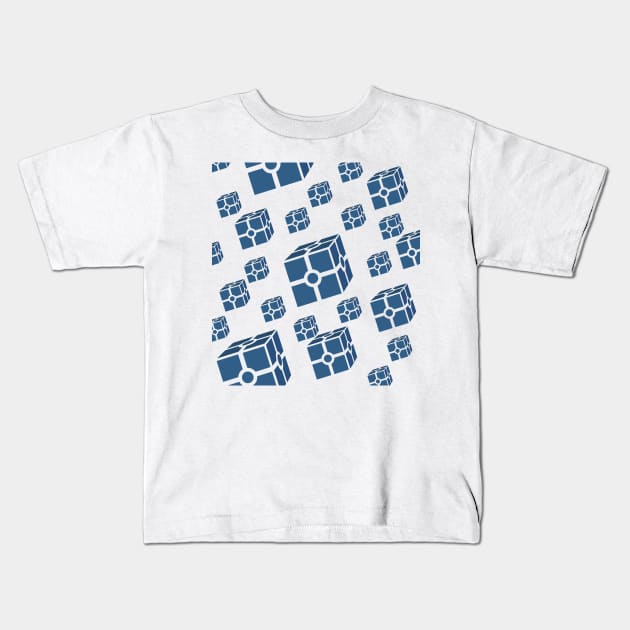 Blue metallic cubes Kids T-Shirt by SAMUEL FORMAS